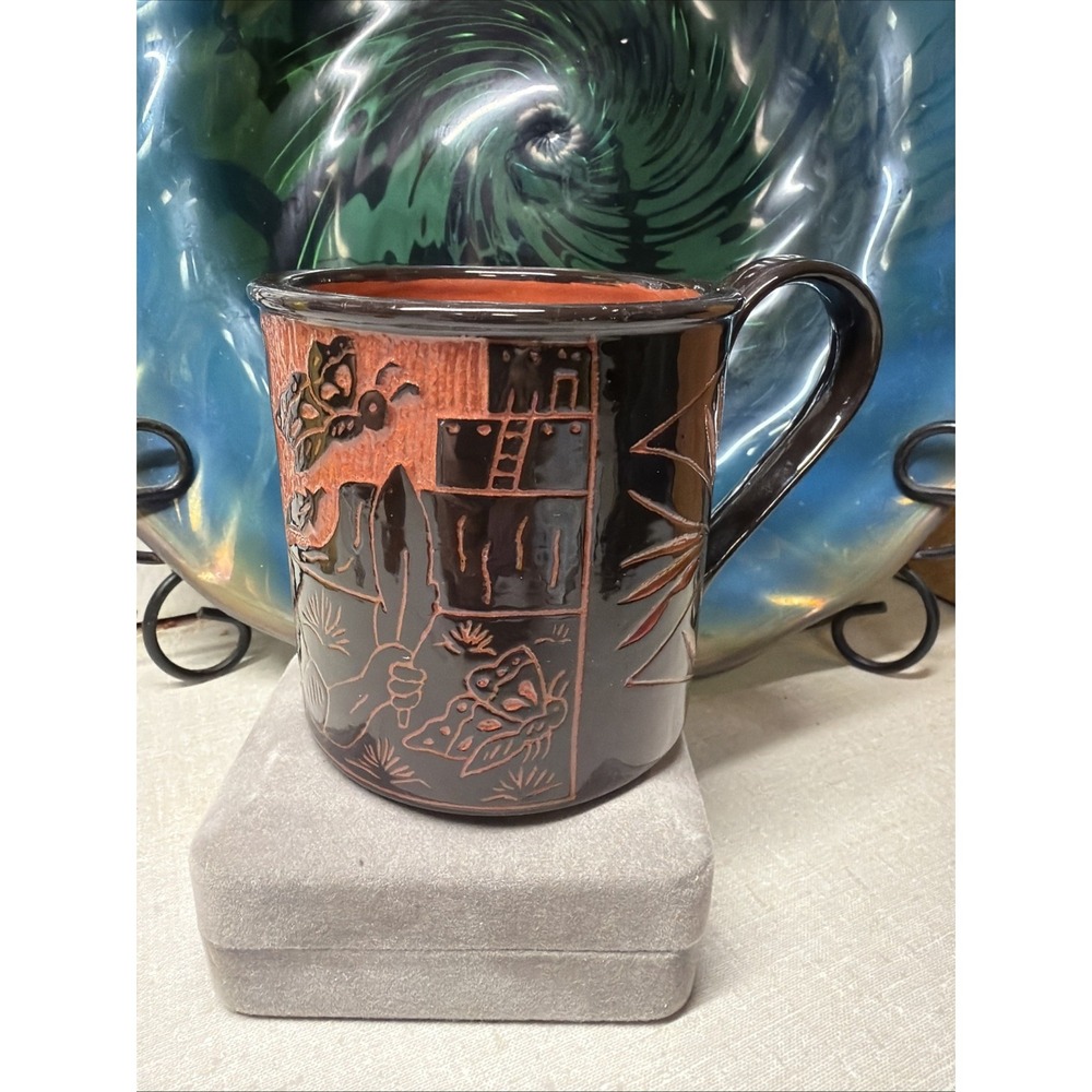 Acoma Pueblo Butterfly Native American Pottery Mug Acoma Antonio Vintage Rustic